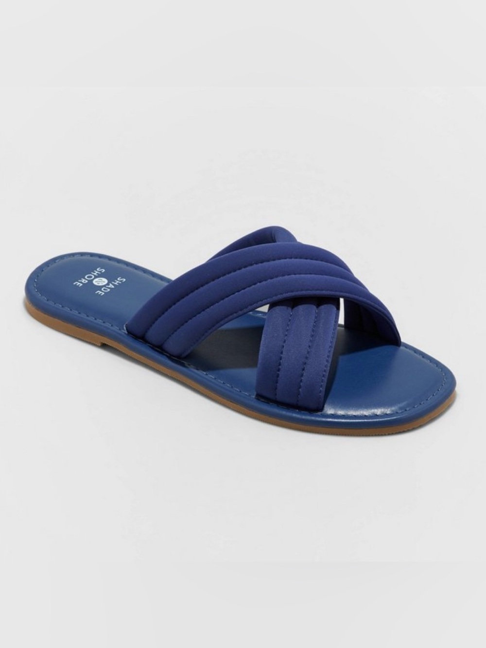 Shade & Shore Navy Blue Padded Crossover Slide Sandals Size 9